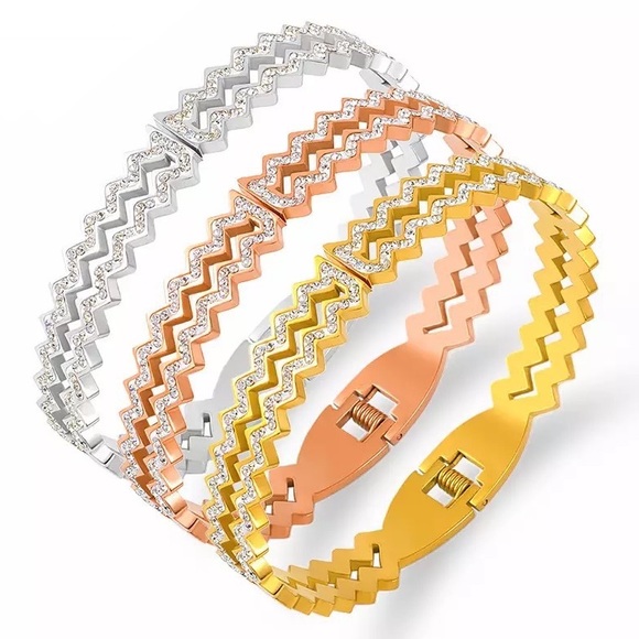 Jewelry - Women Full Zirconia Stainless Steel Hollow Bracelet